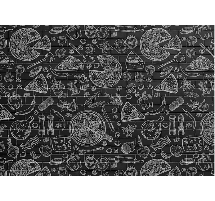 Køkken fototapet kulinariske lækkerier illustration - TenStickers