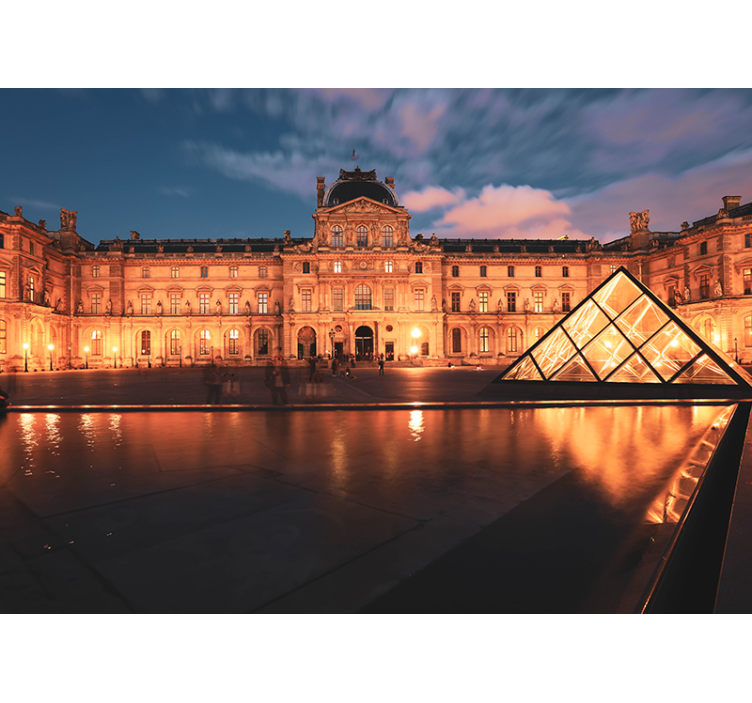 Fototapet af byer louvre pyramide nat - TenStickers