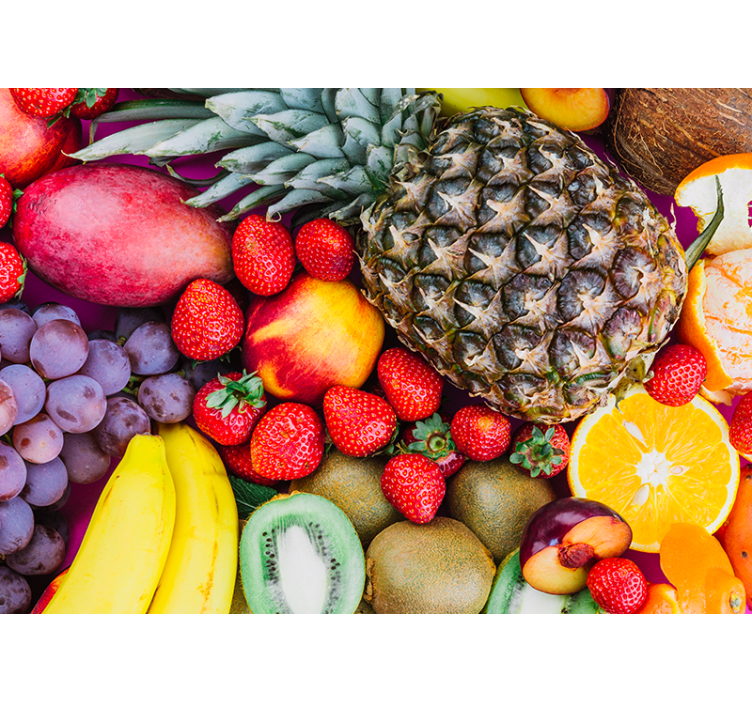Sortiment af frugter køkken fototapet - TenStickers