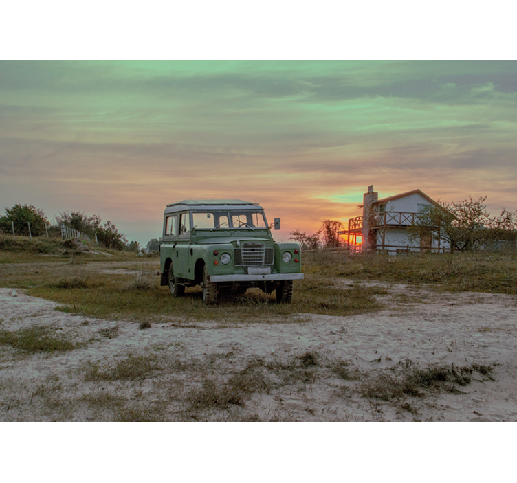 Grøn klassisk bil fototapet køretøj - TenStickers