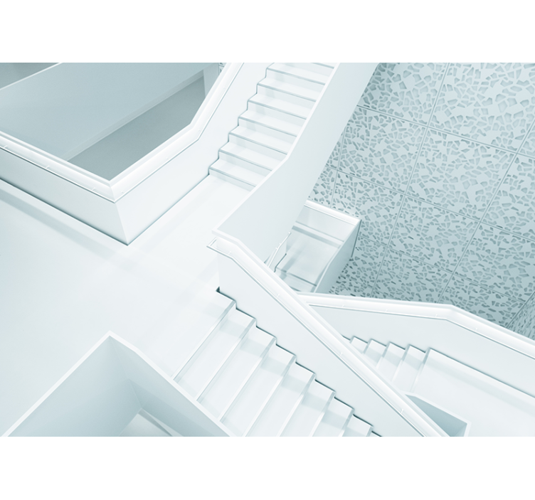 Hvide trapper 3d fototapet - TenStickers