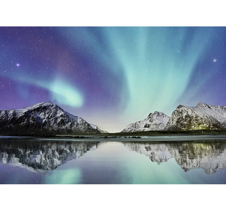 Nordlys sø himmel fototapet - TenStickers