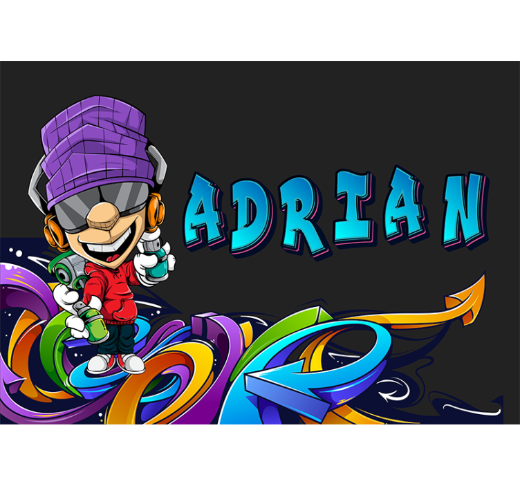 Graffiti fototapet med seje tegneseriefigurer - TenStickers