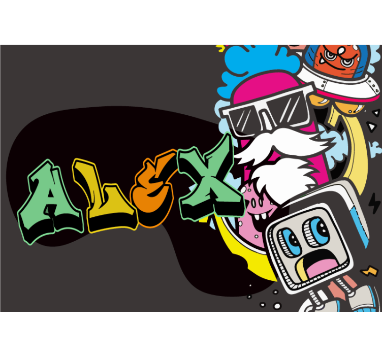 Graffiti fototapet farverig karakterkunst - TenStickers