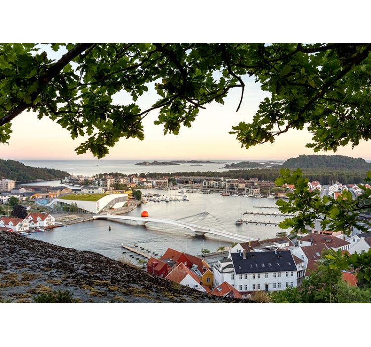 Fototapet af byer med charmerende kystudsigt - TenStickers