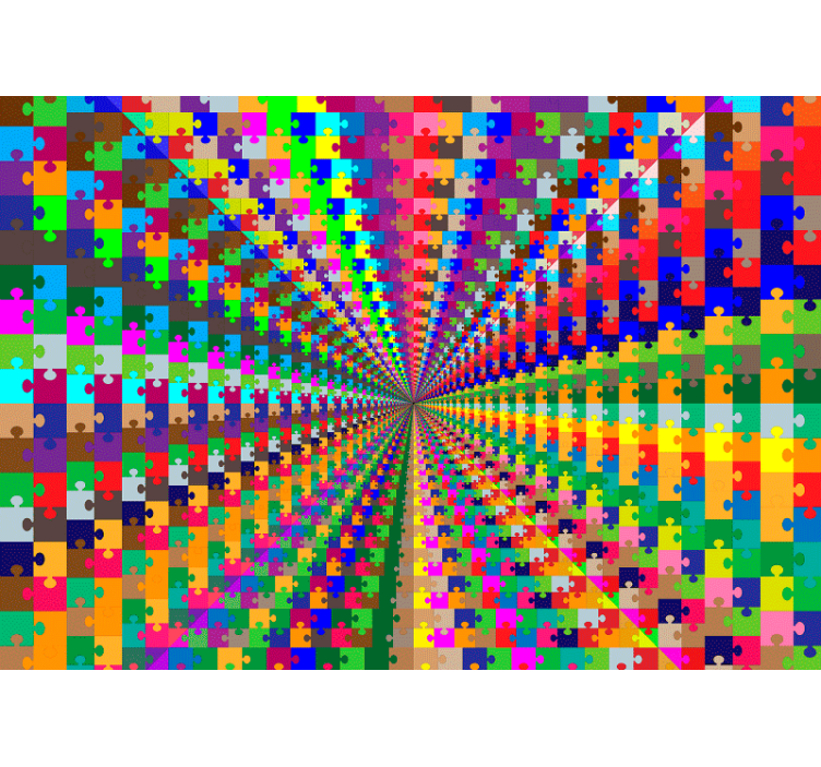 Puslespil eksplosion 3d fototapet - TenStickers