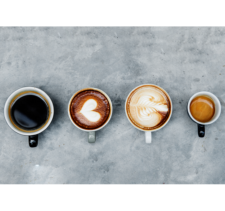 Fire forskellige kaffe fototapet til køkken - TenStickers