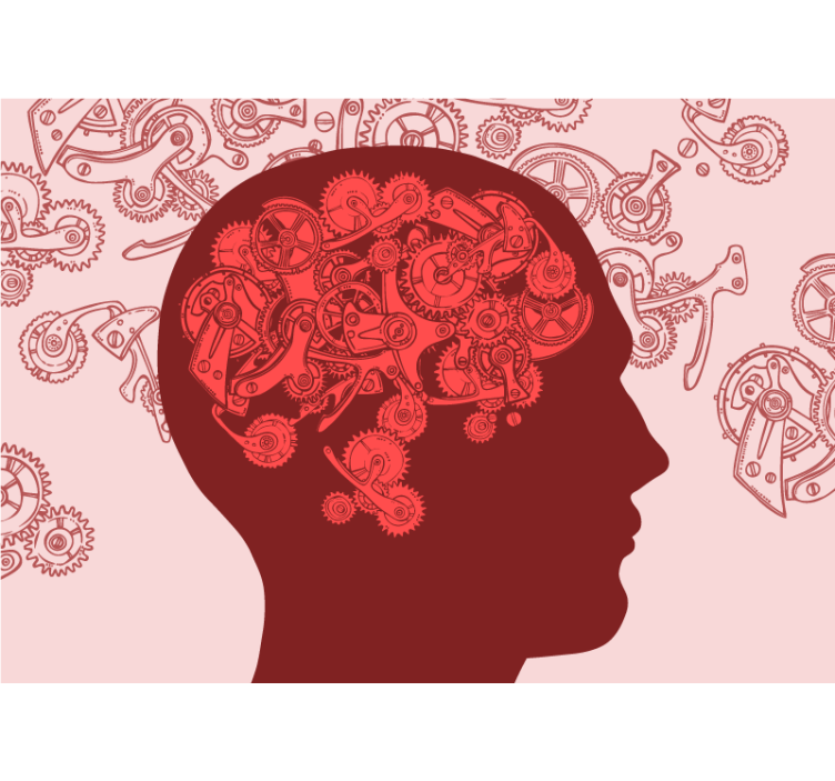 Røde tandhjul abstrakte fototapeter i hjernen - TenStickers