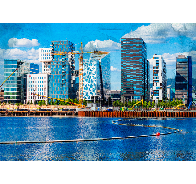 Moderne bylandskab fototapet af byer - TenStickers