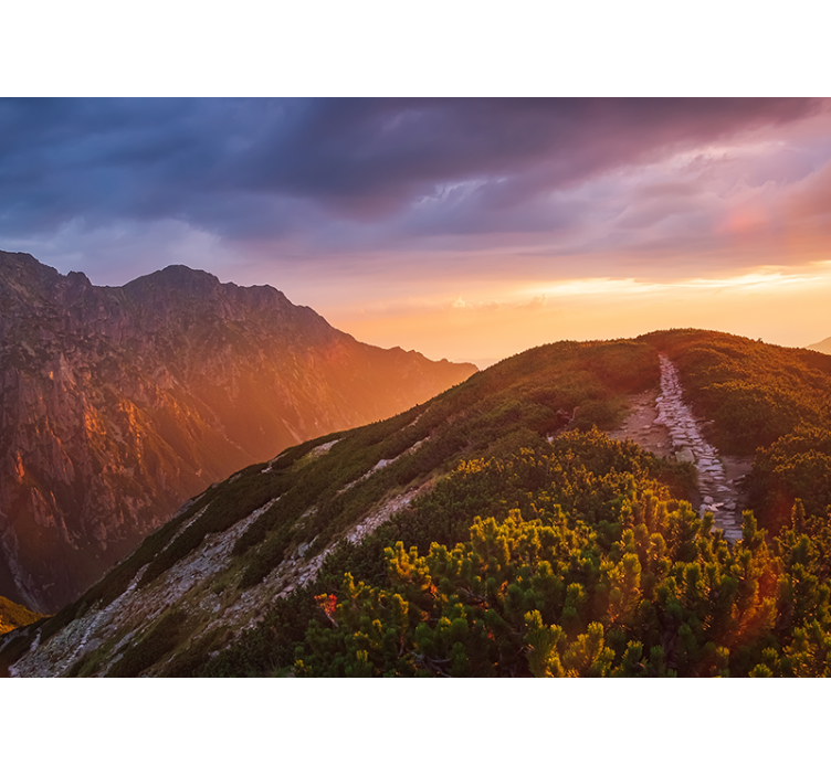 Storslået bjergtudsmørke fototapet bjerg - TenStickers