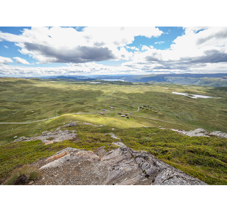 Landskab fototapet bjergrig grøn udsigt - TenStickers
