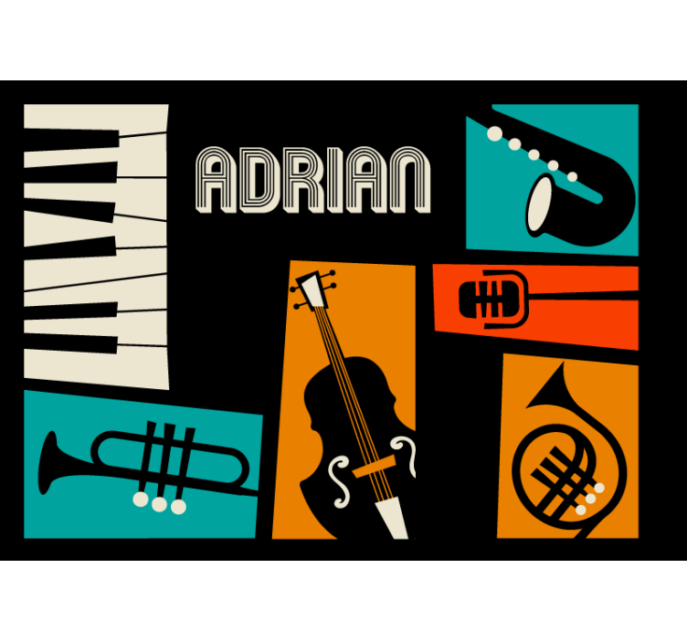 Fototapet musik farverige musikinstrumenter - TenStickers