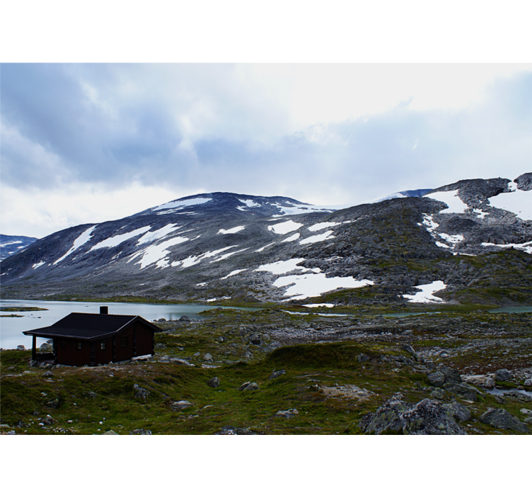 Landskab fototapet bjergsø tilflugtssted - TenStickers