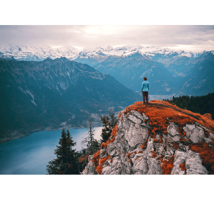 Landskab fototapet bjergudsigt ro - TenStickers