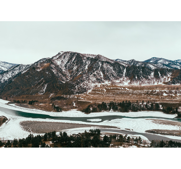 Landskab fototapet bjergflod udsigt - TenStickers