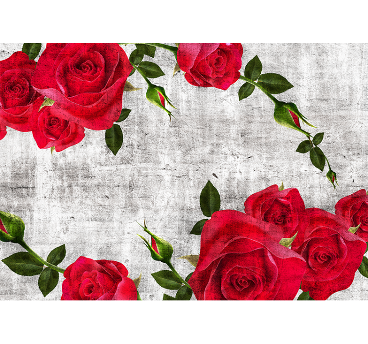 Fototapet blomster rød rose arrangement - TenStickers