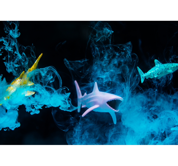 Fototapet dyr farverig haj illustration - TenStickers