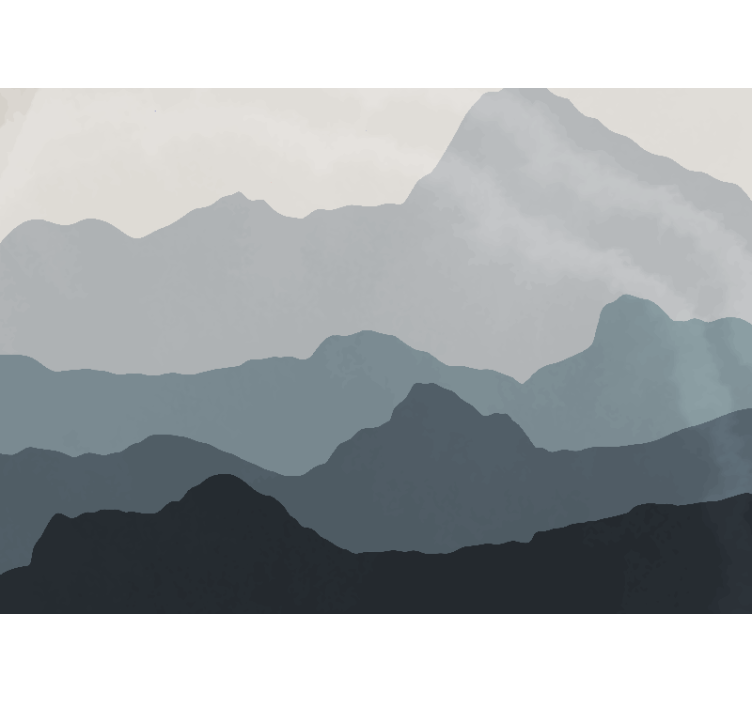 Grå geometriske bjerge stue fototapet - TenStickers