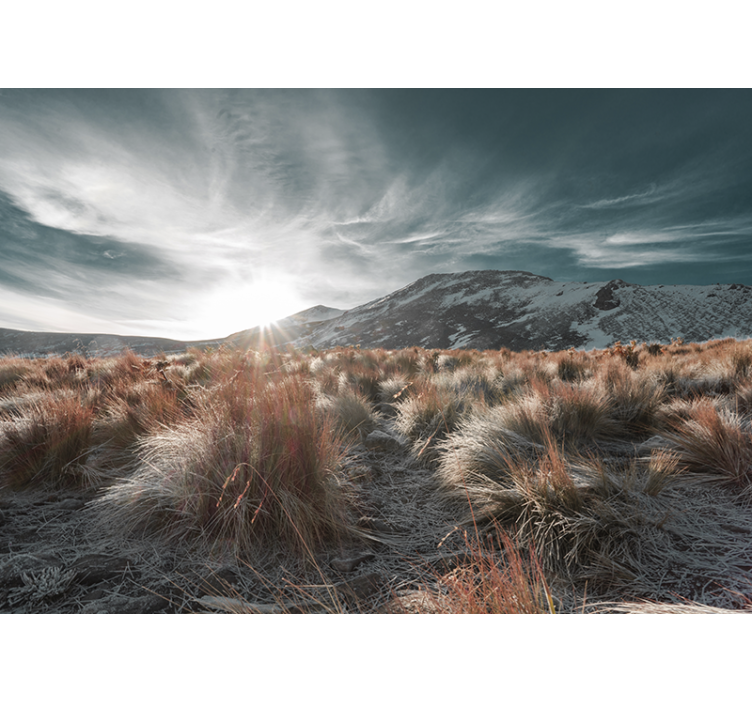 Landskab fototapet morgenlys over bjerge - TenStickers