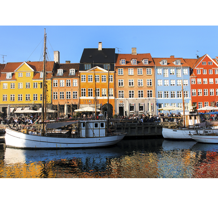 Fototapet af byer livlige søhus - TenStickers