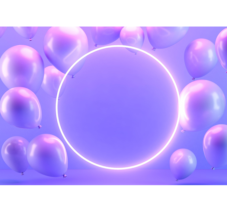 Kærlighed fototapet med svævende balloner cirkel - TenStickers