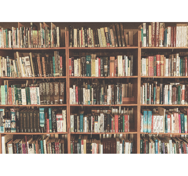 Sløret bogreol gamle bøger kontor fototapet - TenStickers