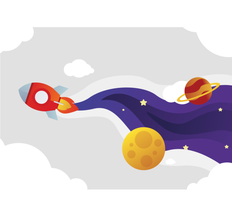 Fantasi fototapet rumskib og himmellegemer - TenStickers