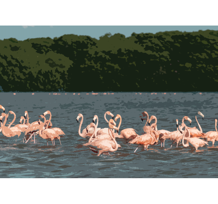 Fototapet dyr flamingoflok samling - TenStickers