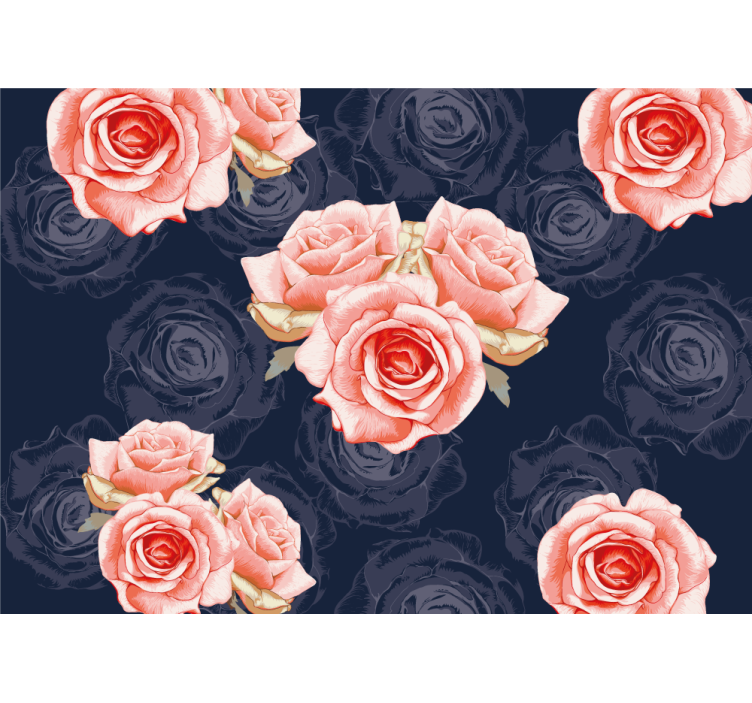 Elegante lyserøde blomster rose fototapet - TenStickers