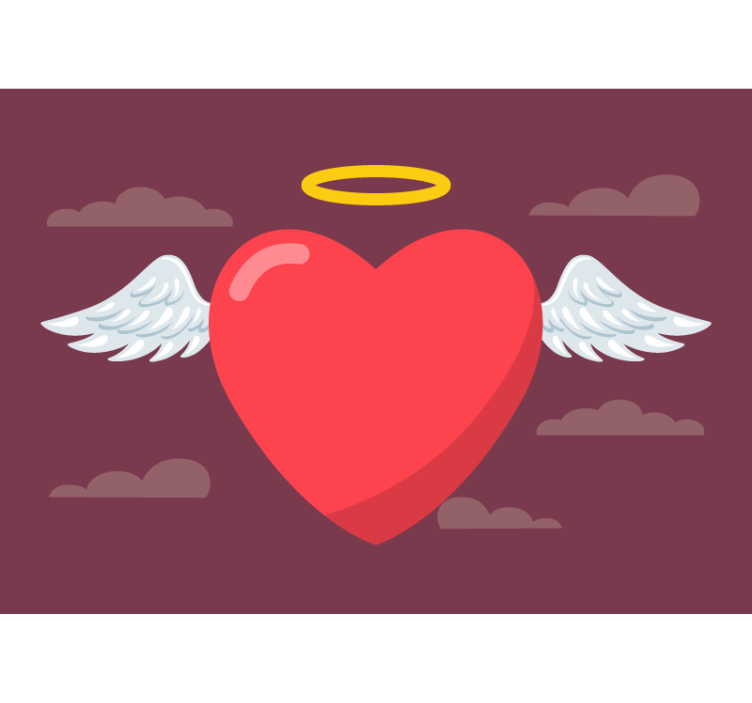 Kærlighed fototapet hjerte med vinger - TenStickers