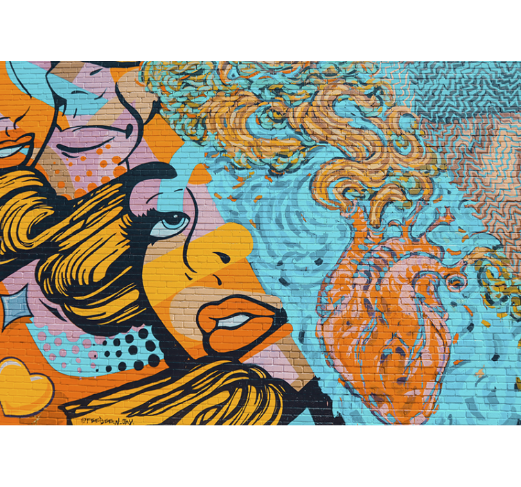 Graffiti fototapet farverig urban udtryk - TenStickers