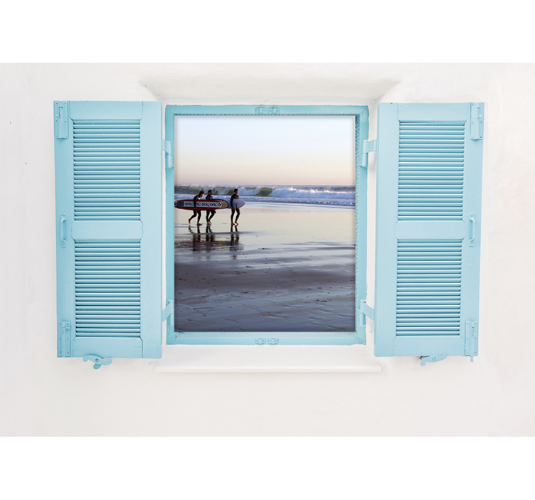 Fototapet af byer surfing ved stranden - TenStickers