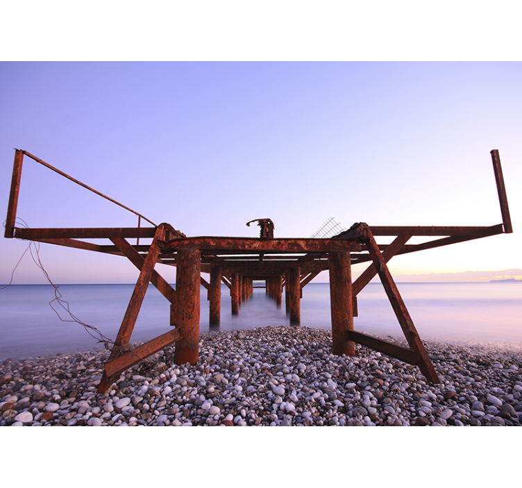 Landskab fototapet rustic pier sunset - TenStickers