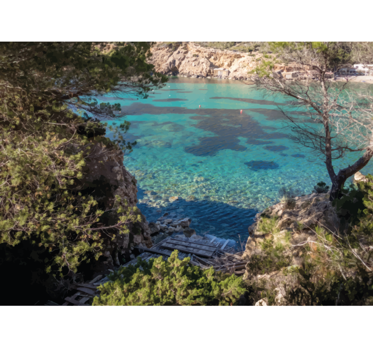 Natur fototapet klar kystscene - TenStickers