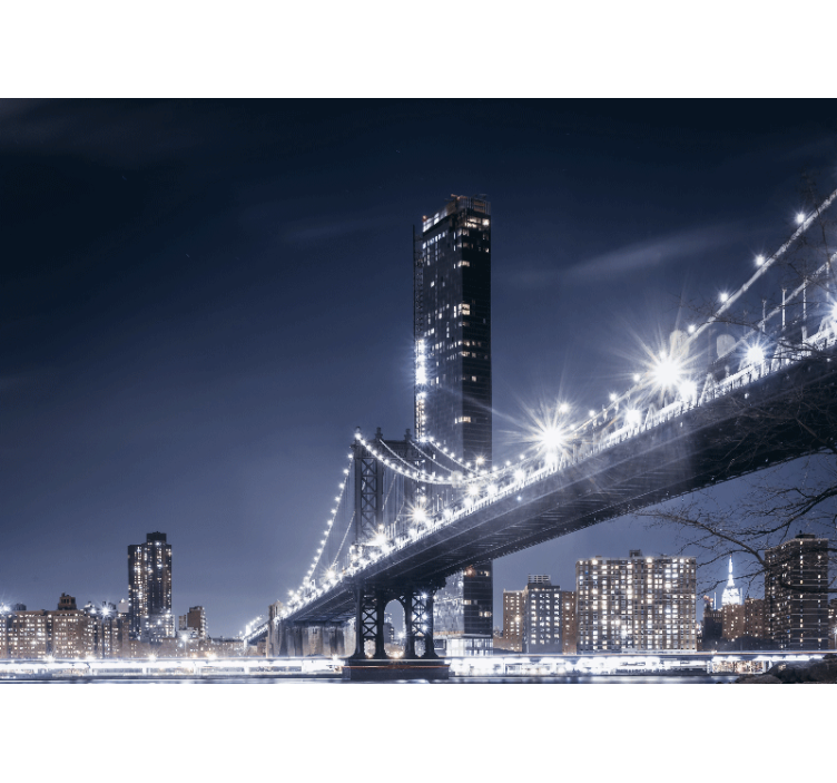 New york fototapet brooklyn bridge natteudsigt - TenStickers