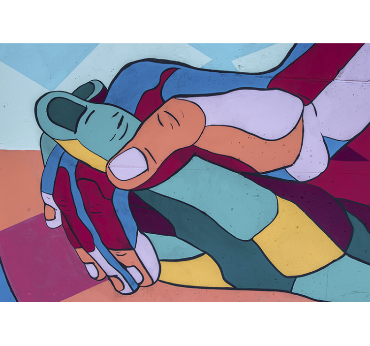 Kærlighed fototapet farverig håndomfavnelse - TenStickers