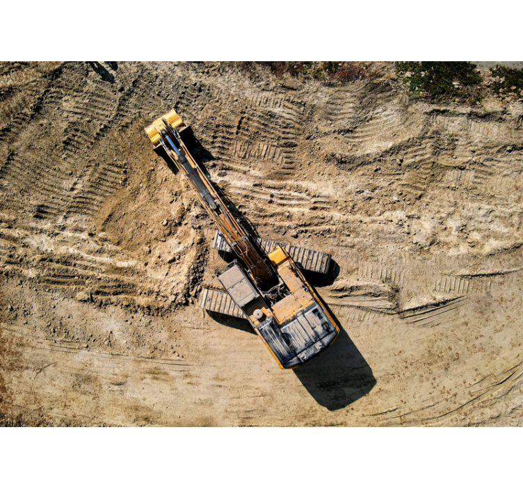 Fototapet køretøj gravemaskine i arbejde - TenStickers