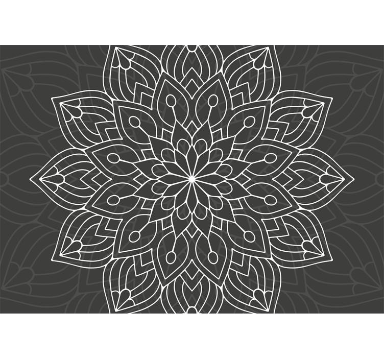 Indviklet blomstermønster fototapet mandala - TenStickers