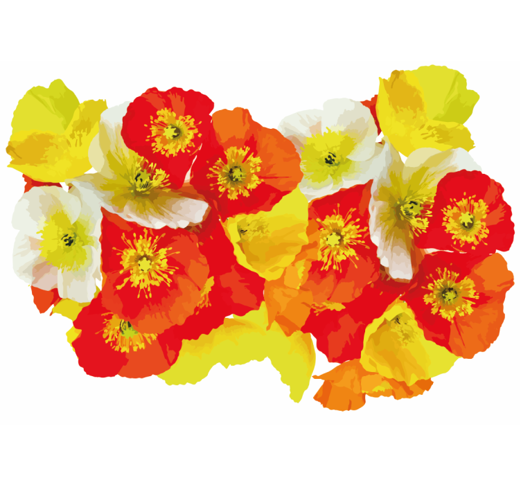 Gul og orange valmuer blomst fototapet - TenStickers