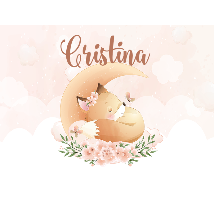 Personlig fototapet med design af sovende ræv - TenStickers