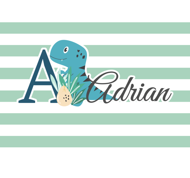 T-rex med initial og navn fototapet til børneværelse - TenStickers