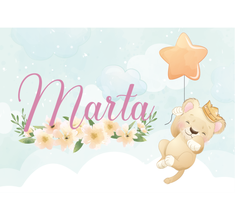 Fototapet til børneværelse sød løve med ballon - TenStickers