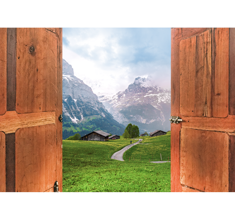 Landskab fototapet bjergudsigt Åbning - TenStickers