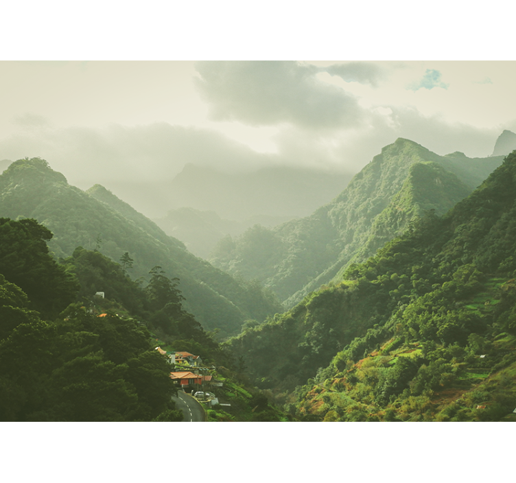 Landskab fototapet bjergdal udsigt - TenStickers