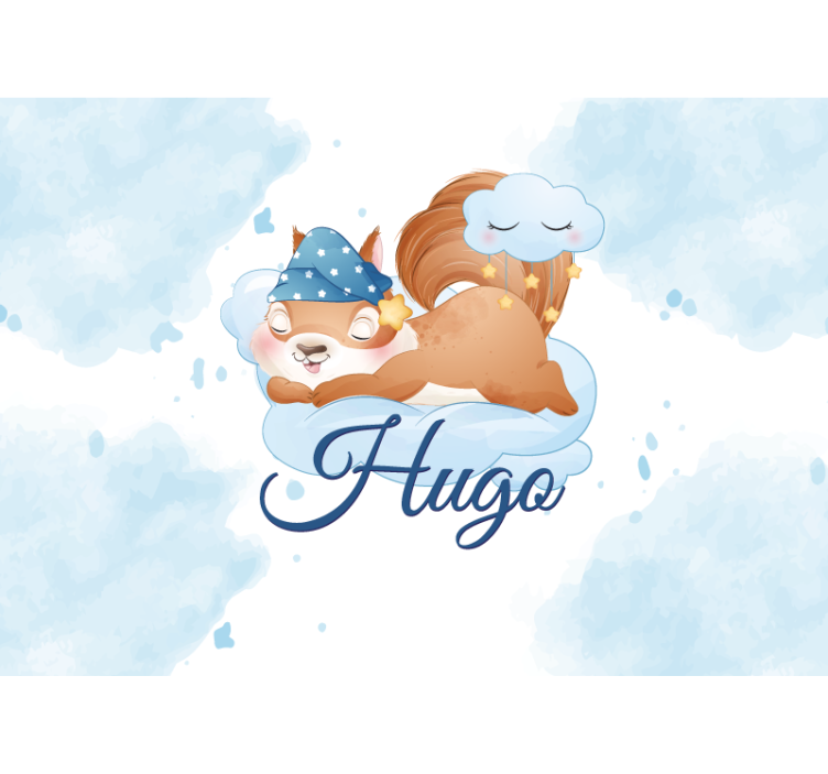 Sød egern til dreng med navn planteskole fototapet - TenStickers