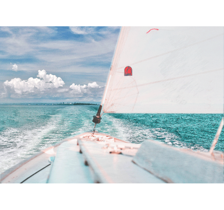 Fototapet hav sejler gennem bølger - TenStickers