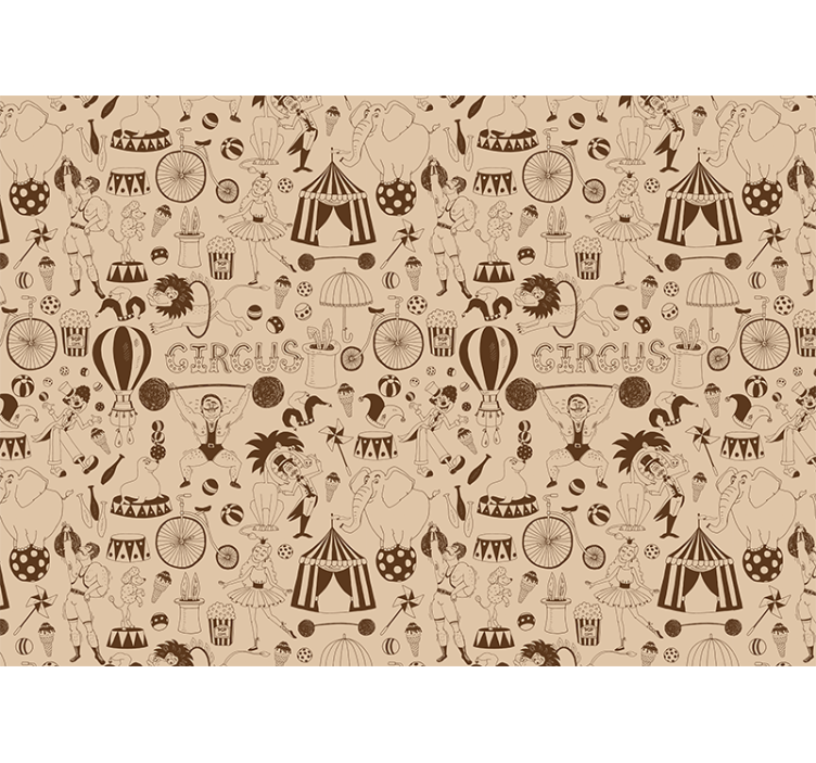 Retro brunt cirkuselement børn fototapeter - TenStickers