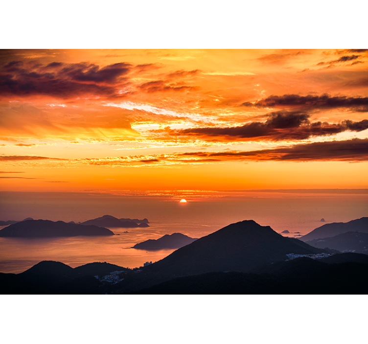 Landskab fototapet solnedgang over havet - TenStickers