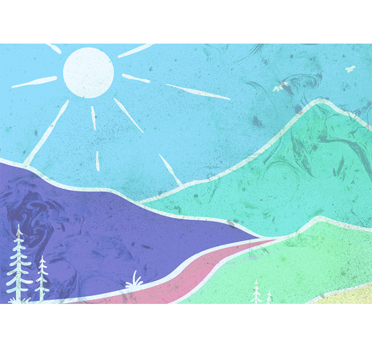 Landskab fototapet bjergrigt landskabsscene - TenStickers