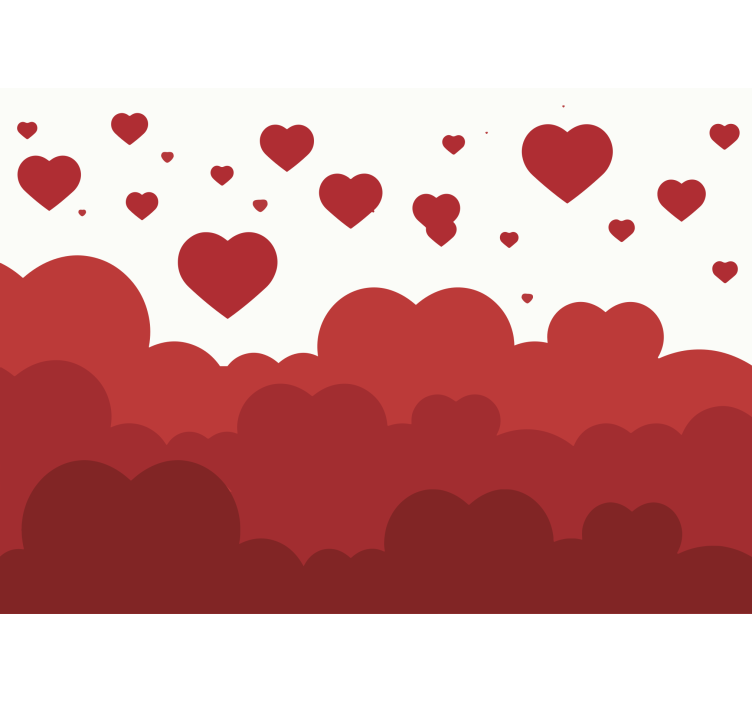 Kærlighed fototapet svævende hjerte skyer - TenStickers